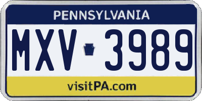 PA license plate MXV3989