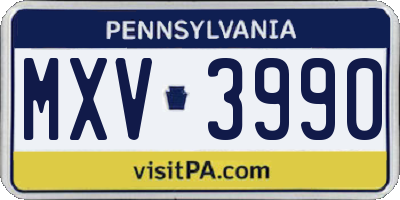 PA license plate MXV3990