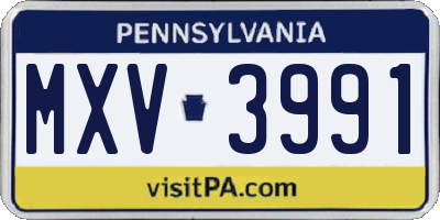 PA license plate MXV3991