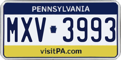 PA license plate MXV3993