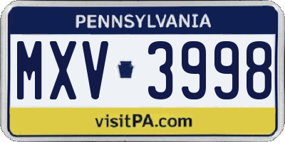 PA license plate MXV3998