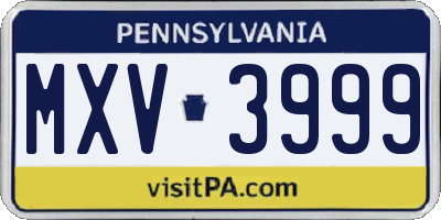 PA license plate MXV3999