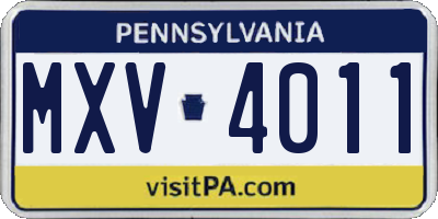 PA license plate MXV4011