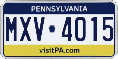 PA license plate MXV4015