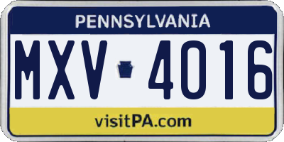 PA license plate MXV4016