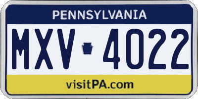 PA license plate MXV4022