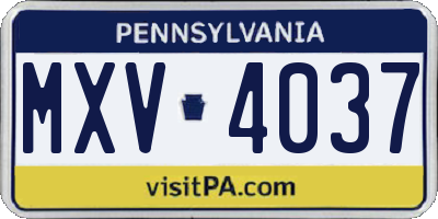 PA license plate MXV4037