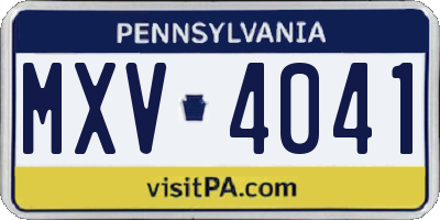 PA license plate MXV4041