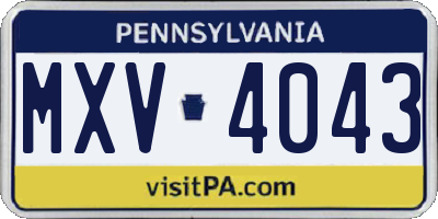 PA license plate MXV4043