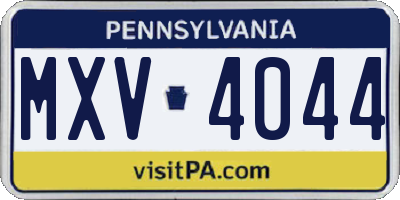PA license plate MXV4044