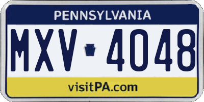 PA license plate MXV4048