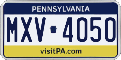 PA license plate MXV4050