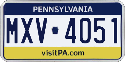 PA license plate MXV4051