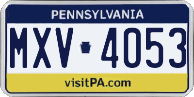 PA license plate MXV4053