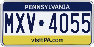 PA license plate MXV4055