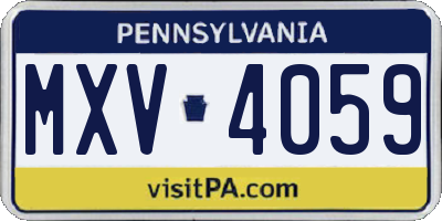 PA license plate MXV4059