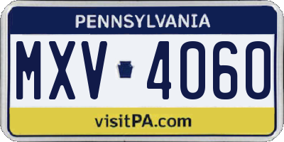 PA license plate MXV4060