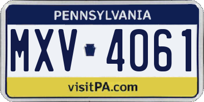 PA license plate MXV4061