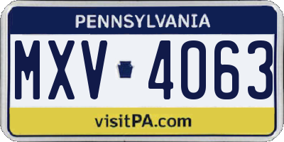PA license plate MXV4063