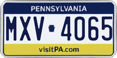 PA license plate MXV4065