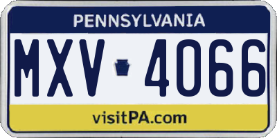 PA license plate MXV4066
