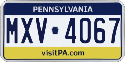 PA license plate MXV4067