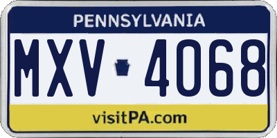 PA license plate MXV4068