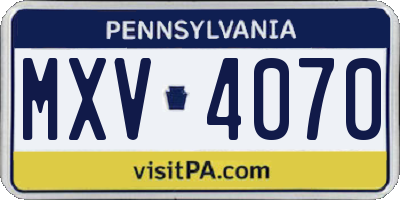 PA license plate MXV4070