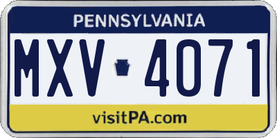 PA license plate MXV4071