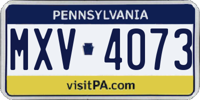 PA license plate MXV4073