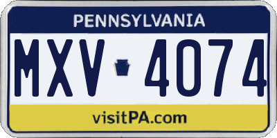 PA license plate MXV4074