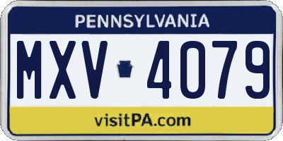 PA license plate MXV4079