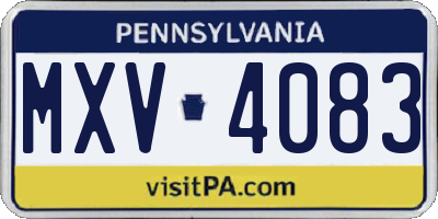 PA license plate MXV4083