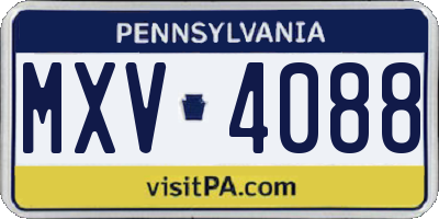 PA license plate MXV4088
