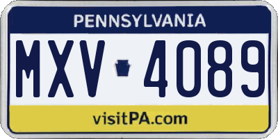 PA license plate MXV4089