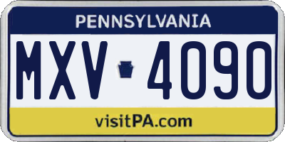 PA license plate MXV4090