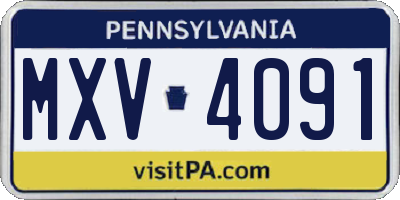 PA license plate MXV4091