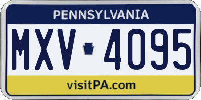 PA license plate MXV4095