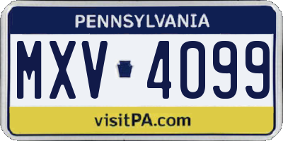PA license plate MXV4099