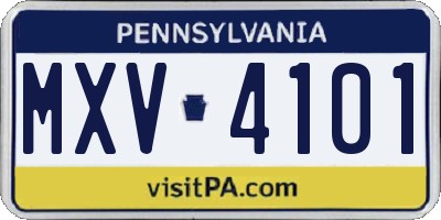 PA license plate MXV4101