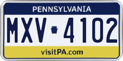 PA license plate MXV4102