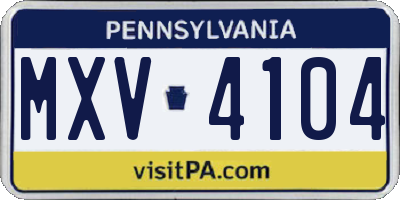 PA license plate MXV4104