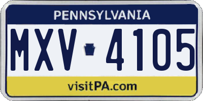 PA license plate MXV4105