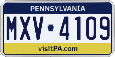 PA license plate MXV4109