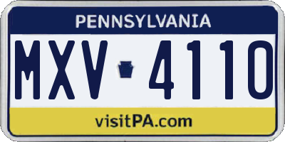 PA license plate MXV4110