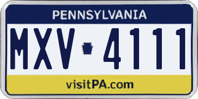 PA license plate MXV4111