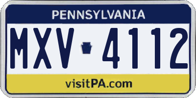 PA license plate MXV4112