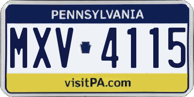 PA license plate MXV4115