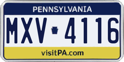 PA license plate MXV4116