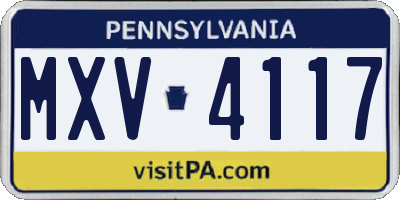 PA license plate MXV4117